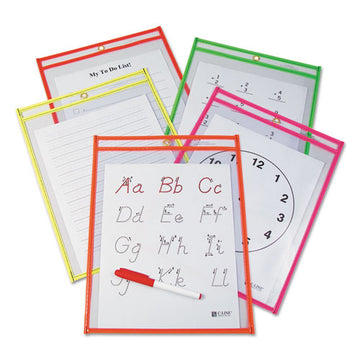 C-Line® Reusable Dry Erase Pockets, 9 X 12, Assorted Primary Colors, 10-pack freeshipping - TVN Wholesale